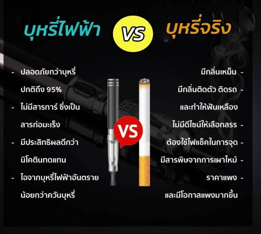  เทียบกันชัดๆ บุหรี่ไฟฟ้า VS บุหรี่จริง 