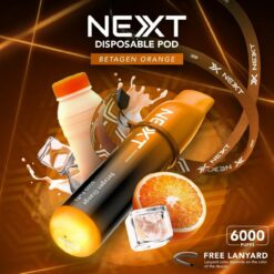 NEXT 6000 PUFFS กลิ่น Betagen Orange : บีทาเก็นส้ม นมเปรี้ยว รสส้ม สูบแล้วไม่เลี่ยน อร่อยลงตัว หวานหอมส้มสุดๆ