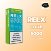 RELX CRUSH 6000 Puffs เป็นบุหรี่ไฟฟ้าแบบใช้แล้วทิ้งที่มาพร้อมกับดีไซน์ที่เรียบหรูและคุณภาพสูง รูปทรงเพรียวบางและขนาดกระทัดรัดทำให้ง่ายต่อการพกพา