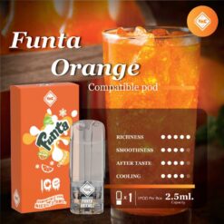 VMC Pod 2.5ml แฟนต้าส้ม (Funta Orange): มีกลิ่นหอมของแฟนต้าผสมกับกลิ่นสดชื่นของส้ม
