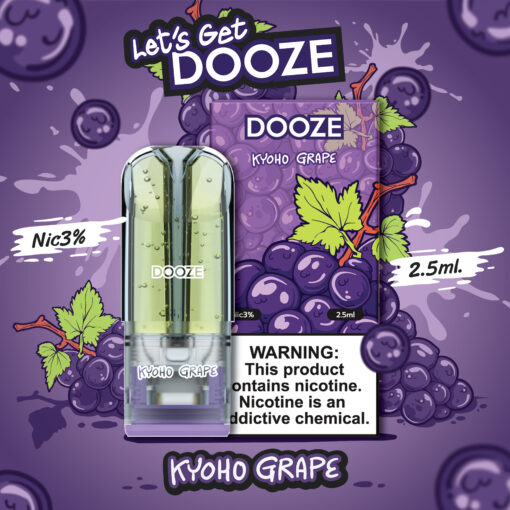 Kyoho Grape (องุ่น): รสชาติยอดนิยม หอม เย็นสดชื่น ให้ความรู้สึกเหมือนกำลังรับประทานองุ่นสดๆ กลิ่นหอมหวานขององุ่นจะทำให้คุณรู้สึกสดชื่นและฟินทุกครั้งที่สูบ รสชาตินี้เป็นที่นิยมอย่างมากในหมู่นักสูบ