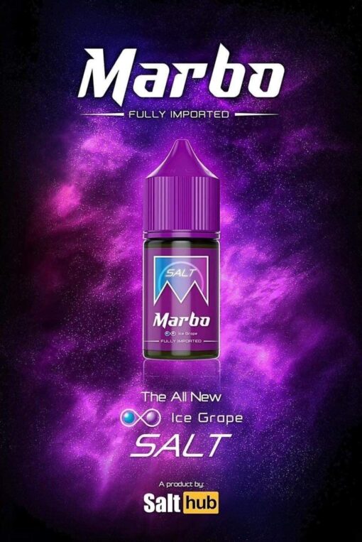 Marbo Ice Grape Salt Nic (ม่วง): มี Nic30 / Nic 50 มาโบไอซ์เกรปซอลนิค มาโบสีม่วง รสชาติความอร่อยยังเหมือนเดิม กลิ่นองุ่นชัด โครตอร่อย เป็นที่ติดใจของใครหลายคน เป็นน้ำยายอดนิยม เพราะการผสานเข้ากับกลิ่นเมนทอลอันสดชื่น สูบไม่เบื่อ ตัวนี้ยอดฮิตมากๆ