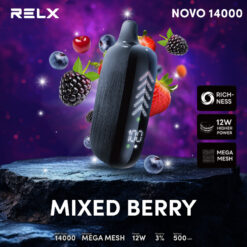 Relx Novo 14K กลิ่น รวมมิกซ์เบอร์รี่ กลิ่นรวมมิกซ์เบอร์รี่เป็นการรวมตัวของเบอร์รี่หลากหลายชนิดที่ให้รสชาติหวานหอมและเย็นสดชื่น การผสมผสานระหว่างราสป์เบอร์รี่, บลูเบอร์รี่ และแบล็กเบอร์รี่ ทำให้ได้รสชาติที่หลากหลายและซับซ้อน กลิ่นนี้เหมาะสำหรับผู้ที่ชื่นชอบผลไม้หลายชนิดและต้องการสัมผัสกับรสชาติที่หลากหลาย กลิ่นรวมมิกซ์เบอร์รี่สามารถใช้ได้ตลอดวัน ไม่ว่าจะเป็นช่วงเช้าหรือเย็น ทำให้คุณรู้สึกสดชื่นและมีพลังงาน นอกจากนี้ กลิ่นนี้ยังมีความสามารถในการเพิ่มความผ่อนคลายและความสุข ทำให้คุณรู้สึกเหมือนกำลังเดินเล่นในสวนเบอร์รี่สดใส