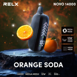 Relx Novo 14K กลิ่น น้ำส้มโซดา กลิ่นน้ำส้มโซดาเป็นการผสมผสานระหว่างความเปรี้ยวหวานจากส้มและความซ่าจากโซดา ทำให้เกิดรสชาติที่สดชื่นและสนุกสนาน ความหวานที่พอดีและความเย็นที่เพิ่มความสดชื่น ทำให้กลิ่นนี้เหมาะสำหรับการใช้ในช่วงเวลาที่ต้องการความสดชื่นและความกระปรี้กระเปร่า กลิ่นน้ำส้มโซดาสามารถใช้ได้ตลอดวัน ไม่ว่าจะเป็นในตอนเช้าหรือเย็น ทำให้คุณรู้สึกสดชื่นและมีพลังงาน นอกจากนี้ กลิ่นนี้ยังมีความสามารถในการเพิ่มความผ่อนคลายและความสุข ทำให้คุณรู้สึกเหมือนกำลังดื่มน้ำส้มโซดาสดจากขวด