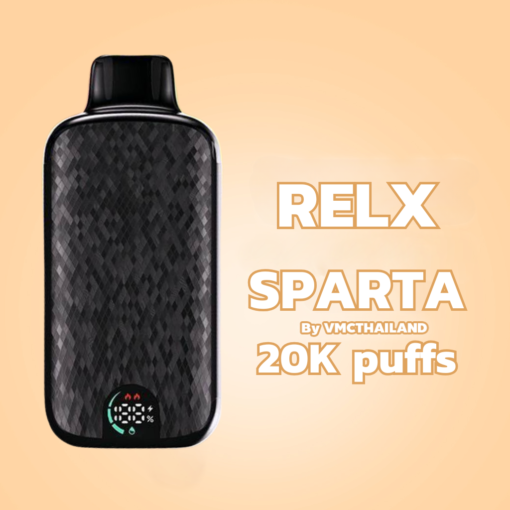 RELX SPARTA 20000 คำ คือบุหรี่ไฟฟ้าคุณภาพที่ผสานทั้งความทันสมัยและประสิทธิภาพในการใช้งาน เหมาะสำหรับผู้ที่ต้องการความสะดวกในการพกพาและการใช้งานในระยะยาว