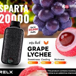 Grape Lychee รสชาติขององุ่นและลิ้นจี่ที่ผสมผสานกันอย่างลงตัว ให้ความหวานหอมขององุ่นสดและลิ้นจี่ที่หวานสดชื่น เหมือนการทานผลไม้สดที่มีความฉ่ำและหวานละมุน รสชาตินี้ให้ความรู้สึกสดชื่นและเพลิดเพลินทุกครั้งที่สูบ